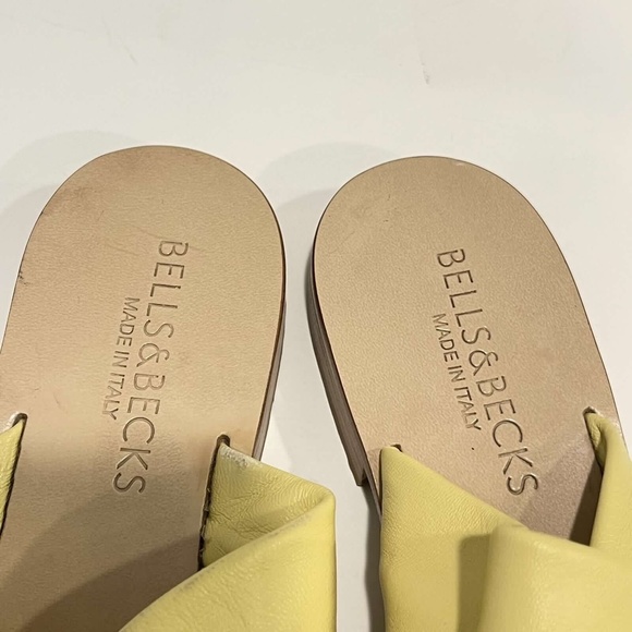 Bells & Becks Azura Butter Yellow Leather Slip On Twist Slide Sandal Size 38 7.5 - Picture 11 of 13
